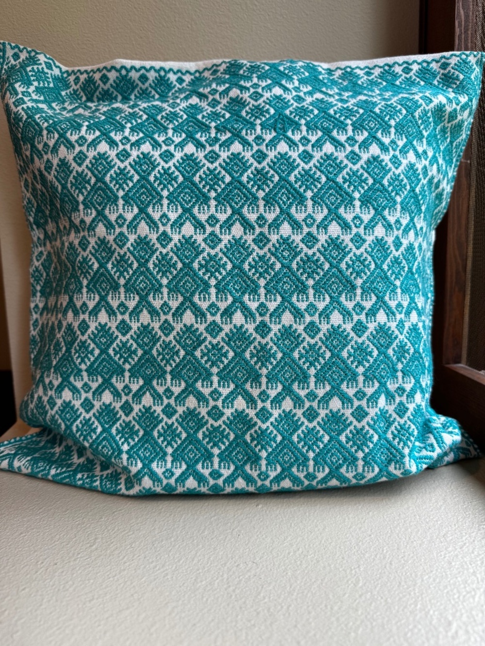 Hand-loomed pillow covers from Mexico: TEAL